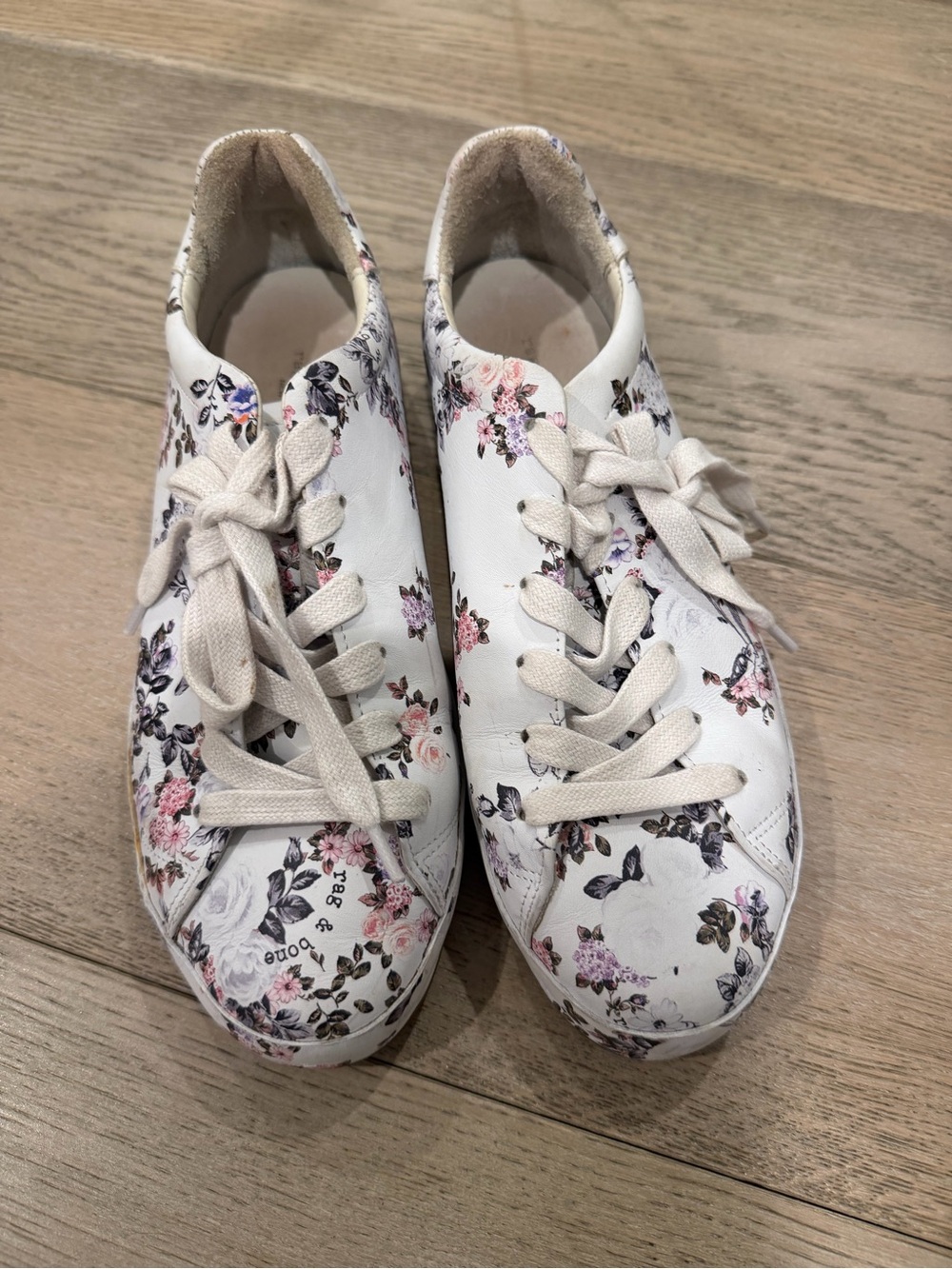 Rag & Bone Women's White Floral Lace-Up Sneakers